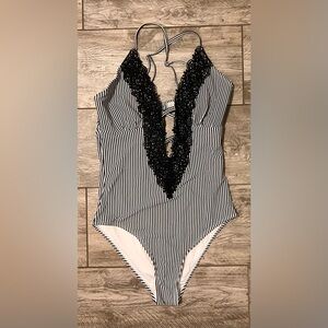 Cupshe Black and White Striped Swimsuit